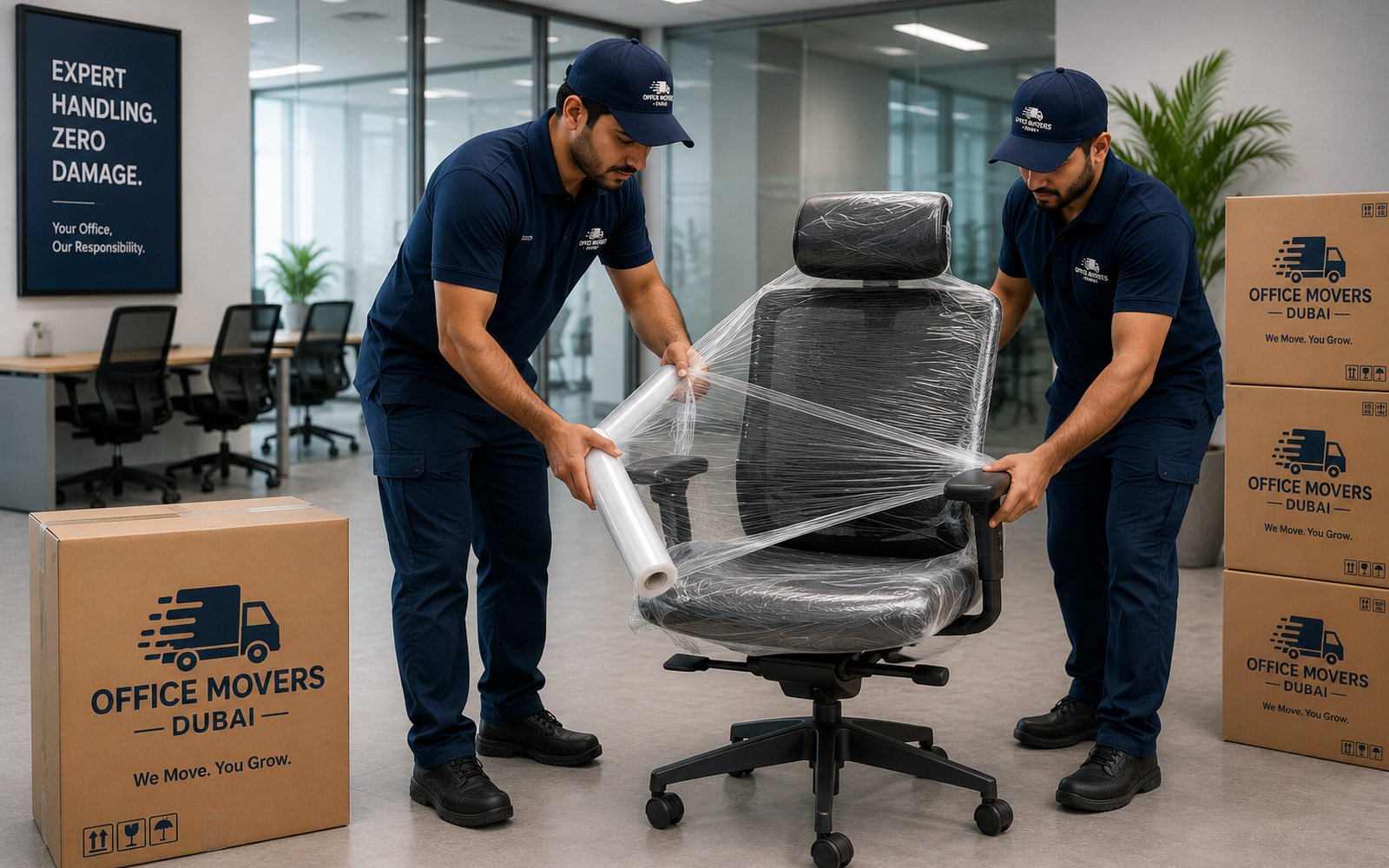Office moving team working on a professional office relocation in Dubai — photo 2