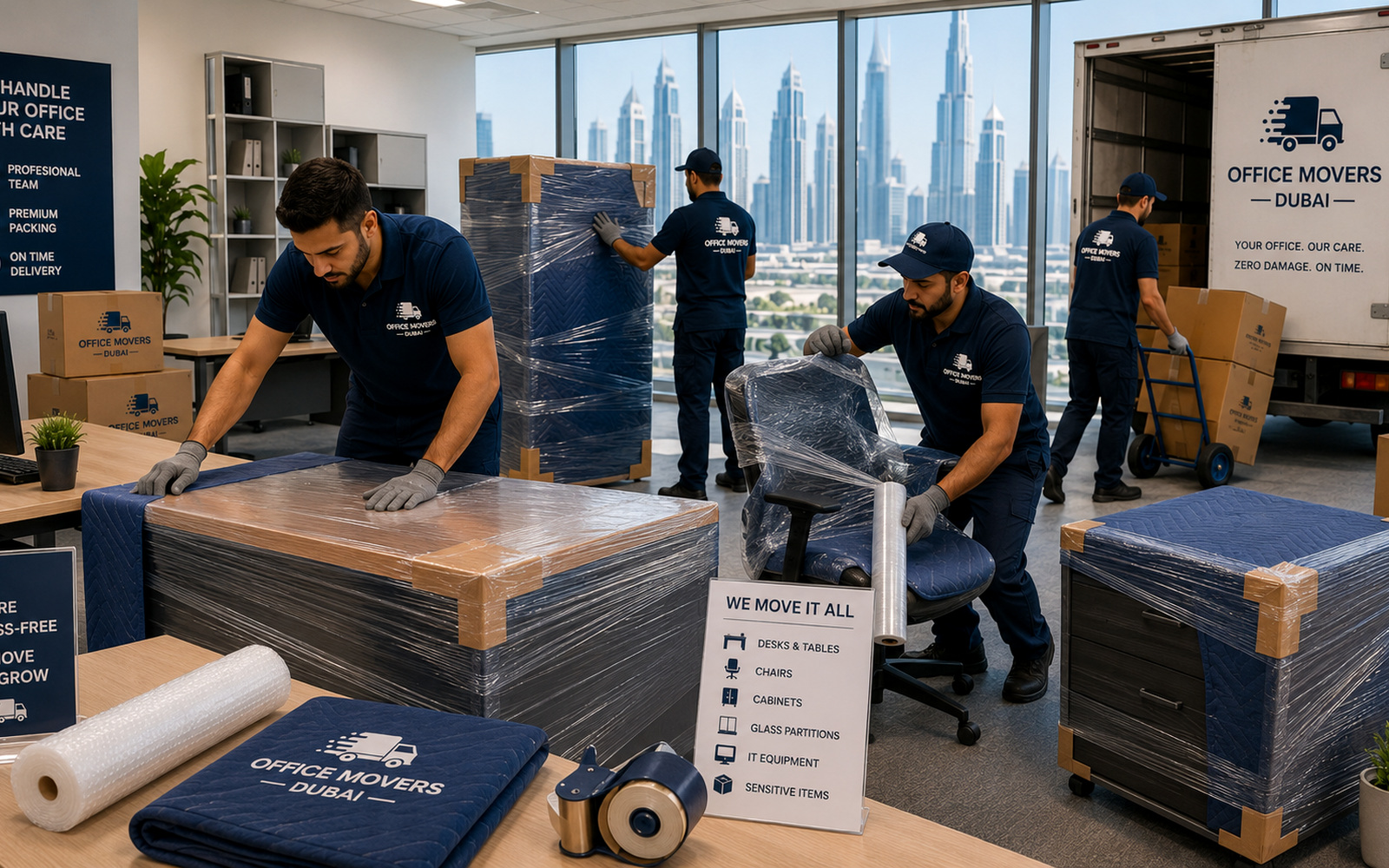 Office moving team working on a professional office relocation in Dubai — photo 12
