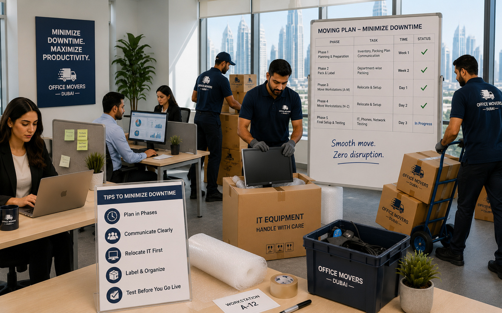 Office moving team working on a professional office relocation in Dubai — photo 13